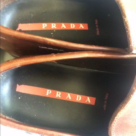 Prada Toggle Loafer Brown Leather 5 1/2 Slip-on
